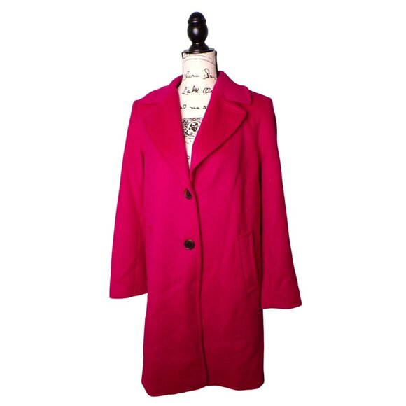 🆕SAM EDELMAN Wool Blend Long Coat Boysenberry Pink 10 - Picture 3 of 7